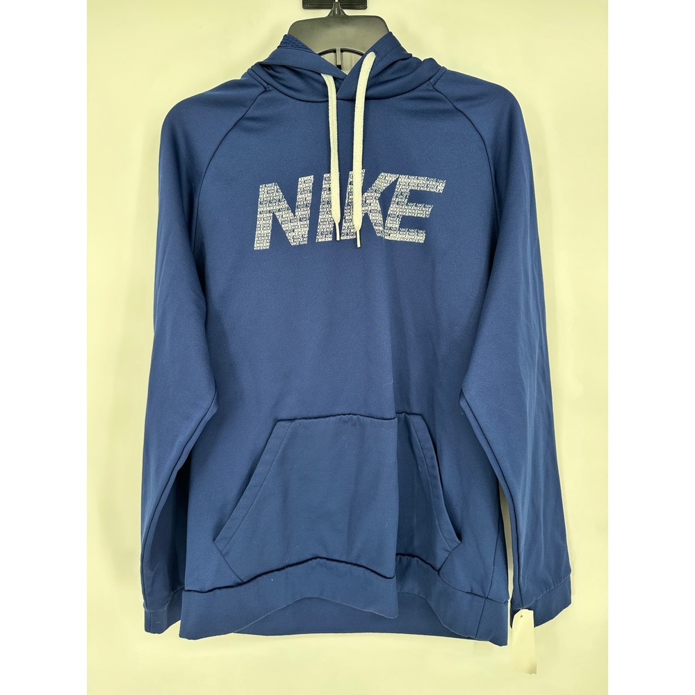 Nike Dri-FIT Mens Navy Blue Graphic Pullover Hoodie Sweatshirt Large